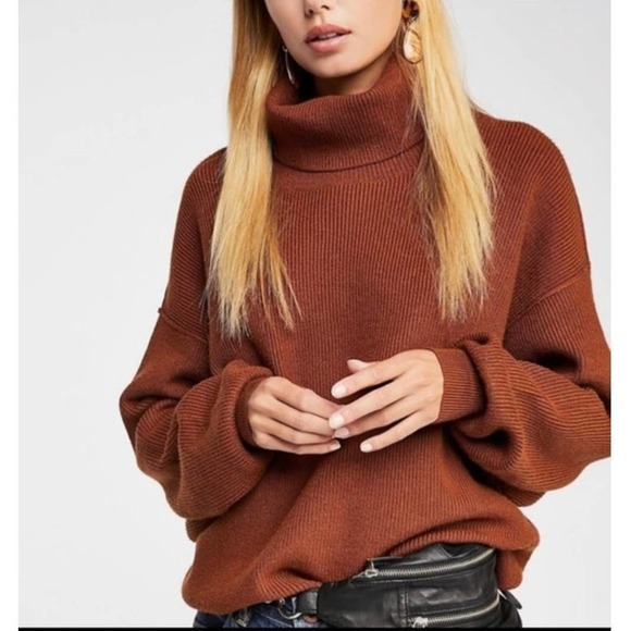 Free People Sweaters - FREE PEOPLE Terracotta Super Soft Turtleneck Sweater - size Small